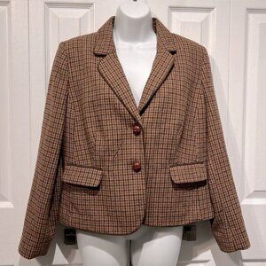 Traditions Vintage Houndstooth Checked Lined Blazer Size 14P